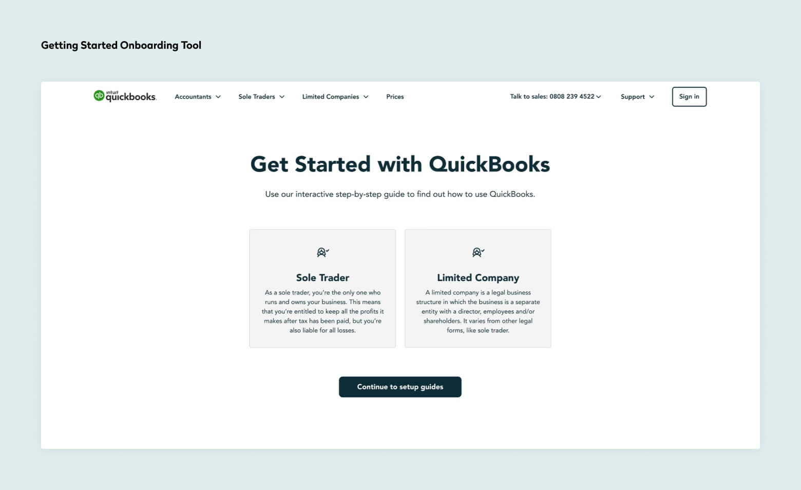 Getting started onboarding tool
