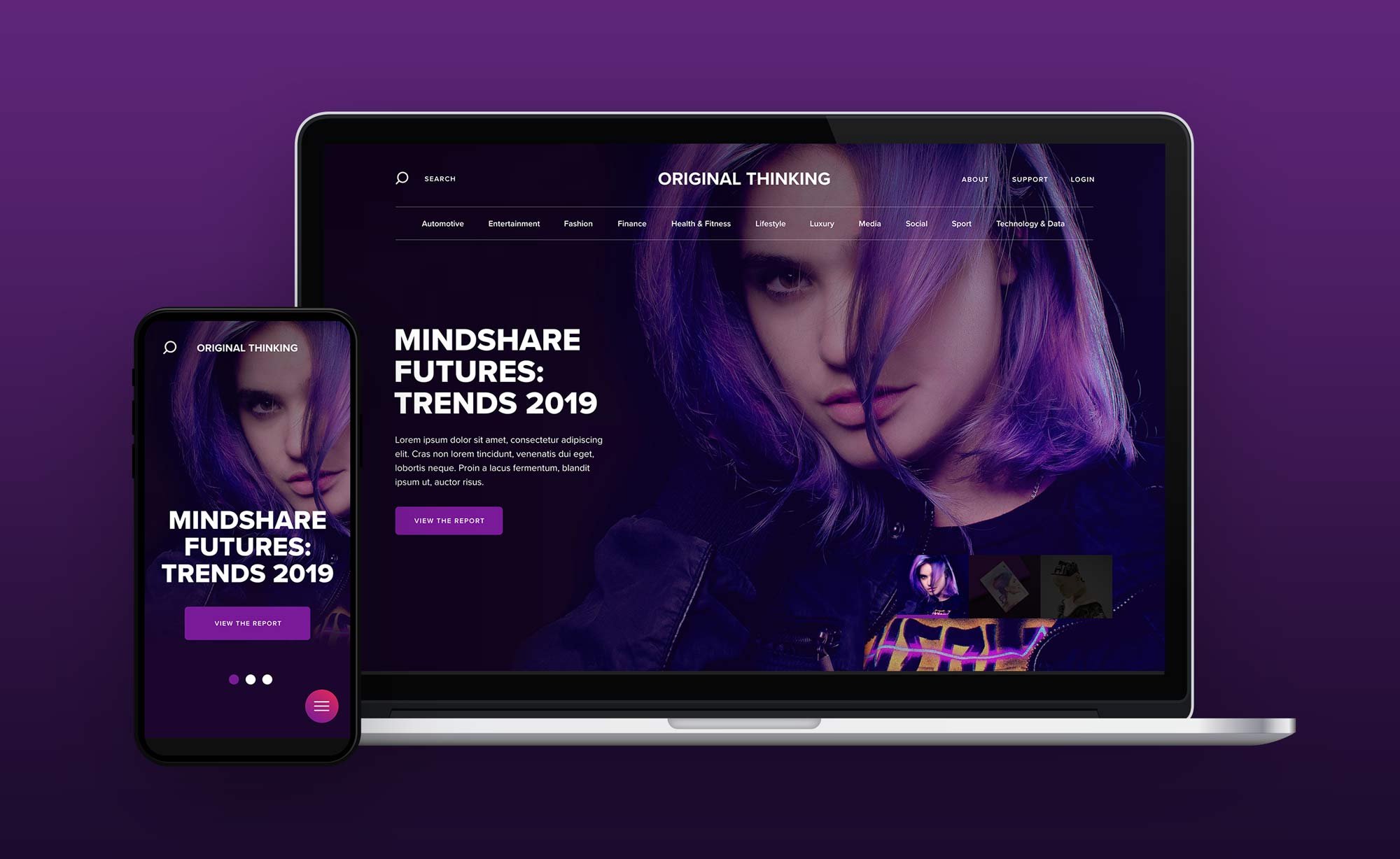 Mindshare Original Thinking website on a phone and a laptop