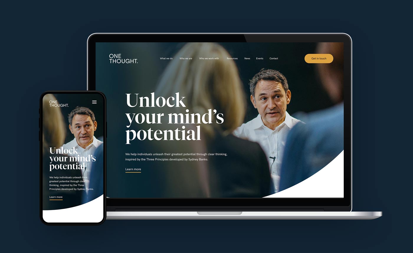 One Thought website on a phone and a laptop