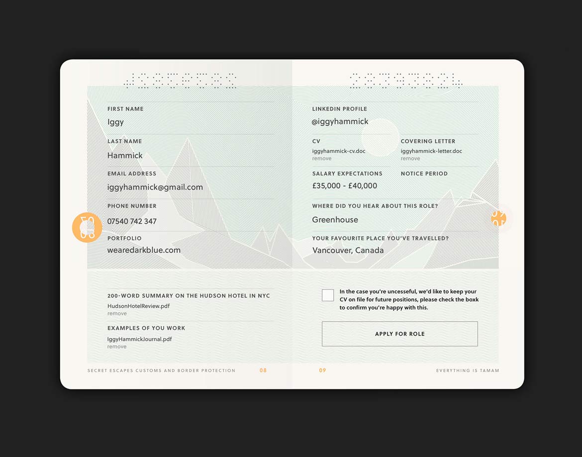 Secret Escapes careers application form